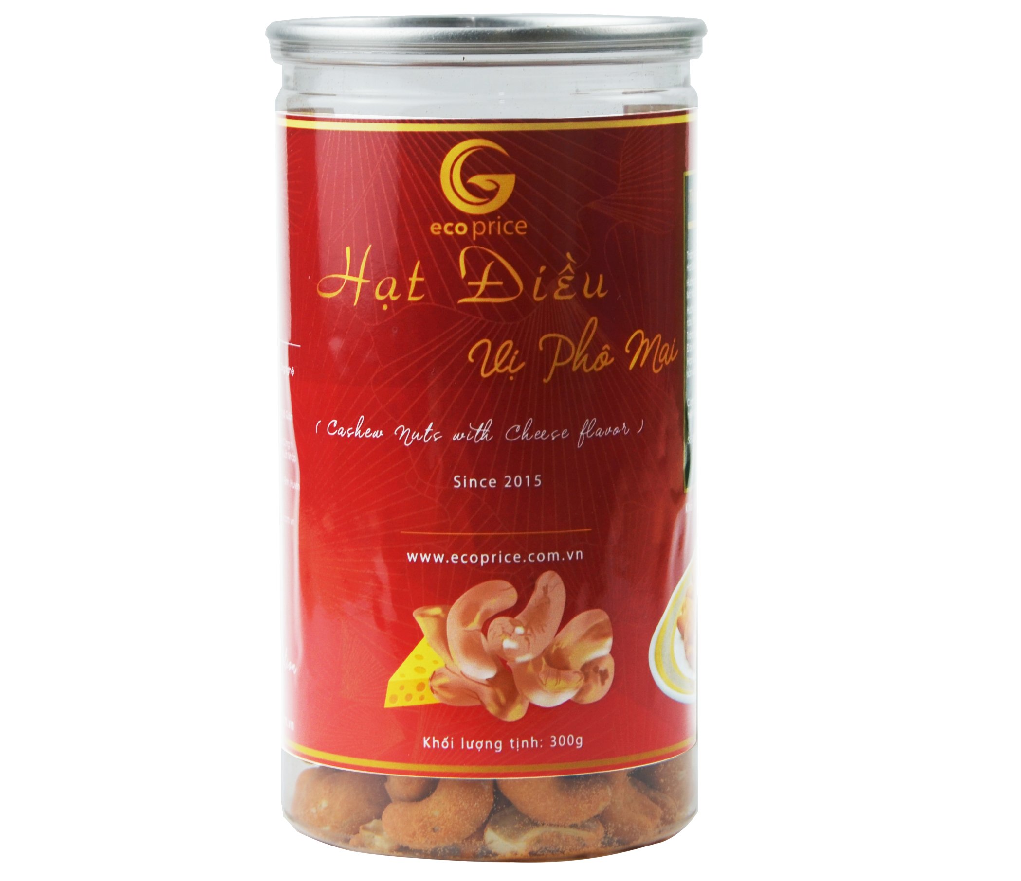 Hạt điều phô mai ecoprice 300g - hũ nhựa tròn