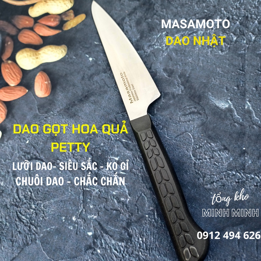 Dao Nhật, Dao Masamoto PETTY120 Cao Cấpthái gọt hoa quả rau củSIÊU SẮCInox Không GỉDễ Mài