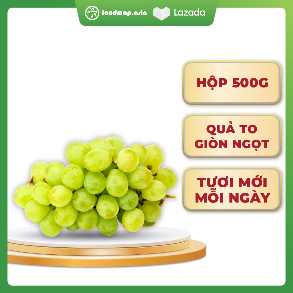 Nho xanh tươi ngon giòn ngọt - hộp 500g - foodmap fruits