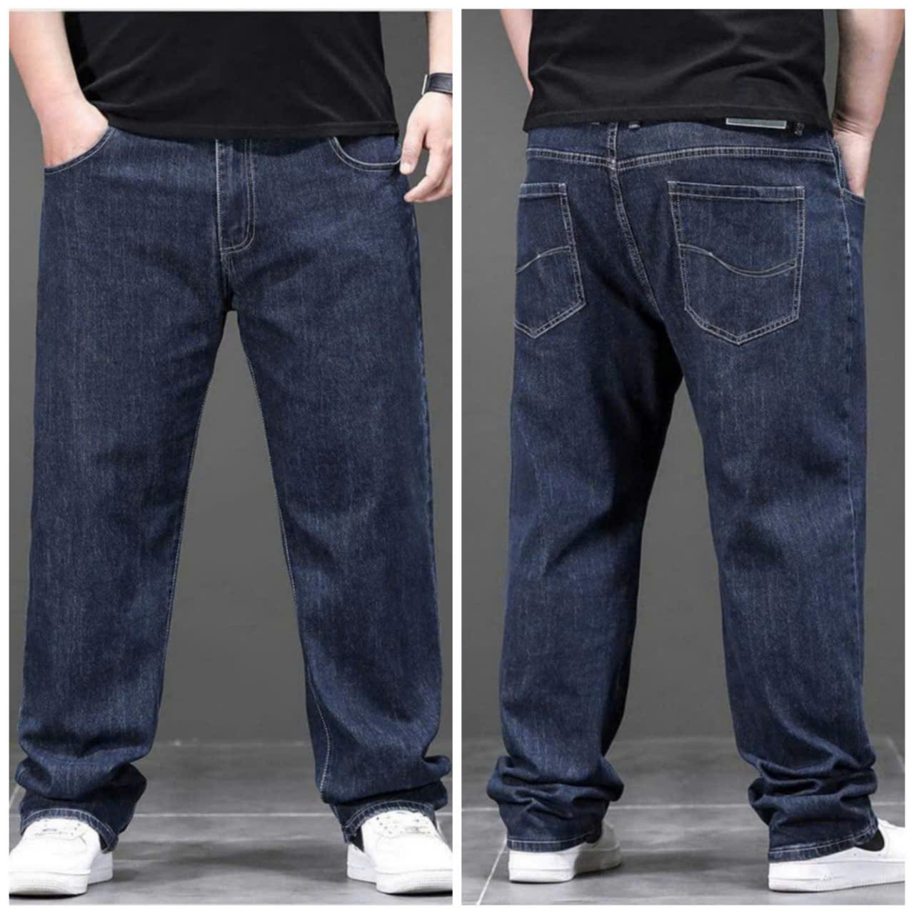 Quần Jean Nam Ống Suông Quần Bò Denim Nam Cotton Ống Đứng Không Giãn Chuẩn Form Vải Dày Dặn Mềm Mịn Không Phai Màu