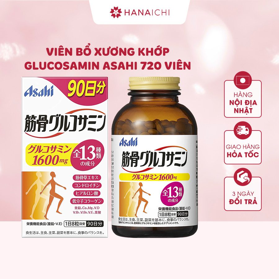 Viên uống bổ xương khớp, bổ sung canxi Glucosamin 1600mg Asahi 720 viên