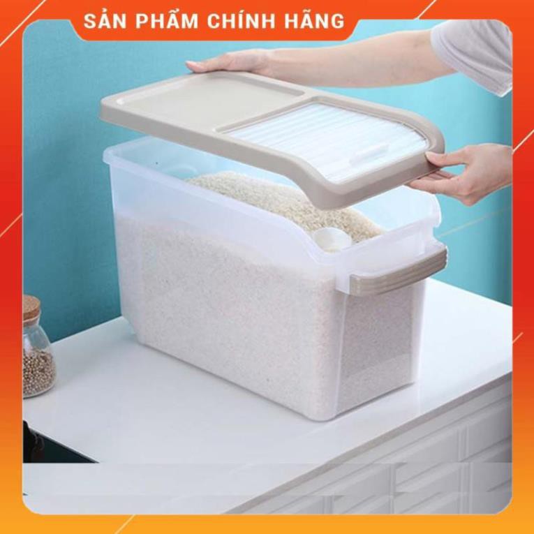 Thùng nhựa đựng gạo thông minh 10kg đa năng đựng ngũ cốc có bánh xe,thùng đựng gạo 15kg