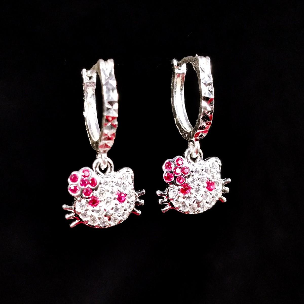 Bông tai - Hoa tai bạc mèo đáng yêu cho bé gái [TS-HT-A12]