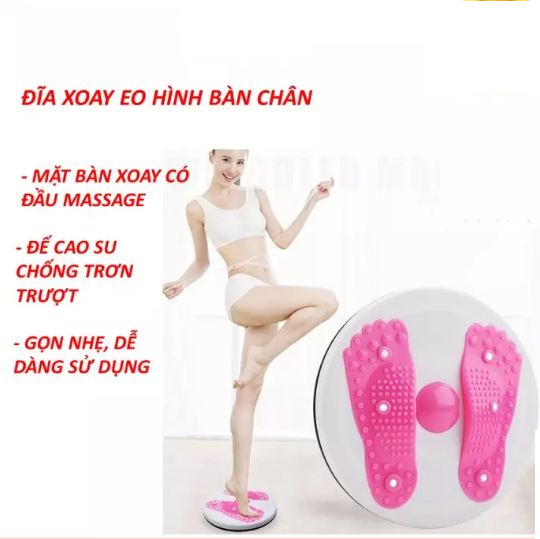 Đĩa xoay tập bụng hình bàn chân có gai - đĩa xoay eo tập thể dục 360 độ hình bàn chân, bàn xoay eo tập cơ bụng tại nhà có hạt massage chân cực tốt, đĩa xoay eo giảm mỡ bụng giảm cân tiện lợi cho vòng eo thon gọn