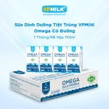 [Thùng 48 hộp 110ml] Sữa Dinh Dưỡng Tiệt Trùng VPMilk Omega CÓ ĐƯỜNG dạng hộp