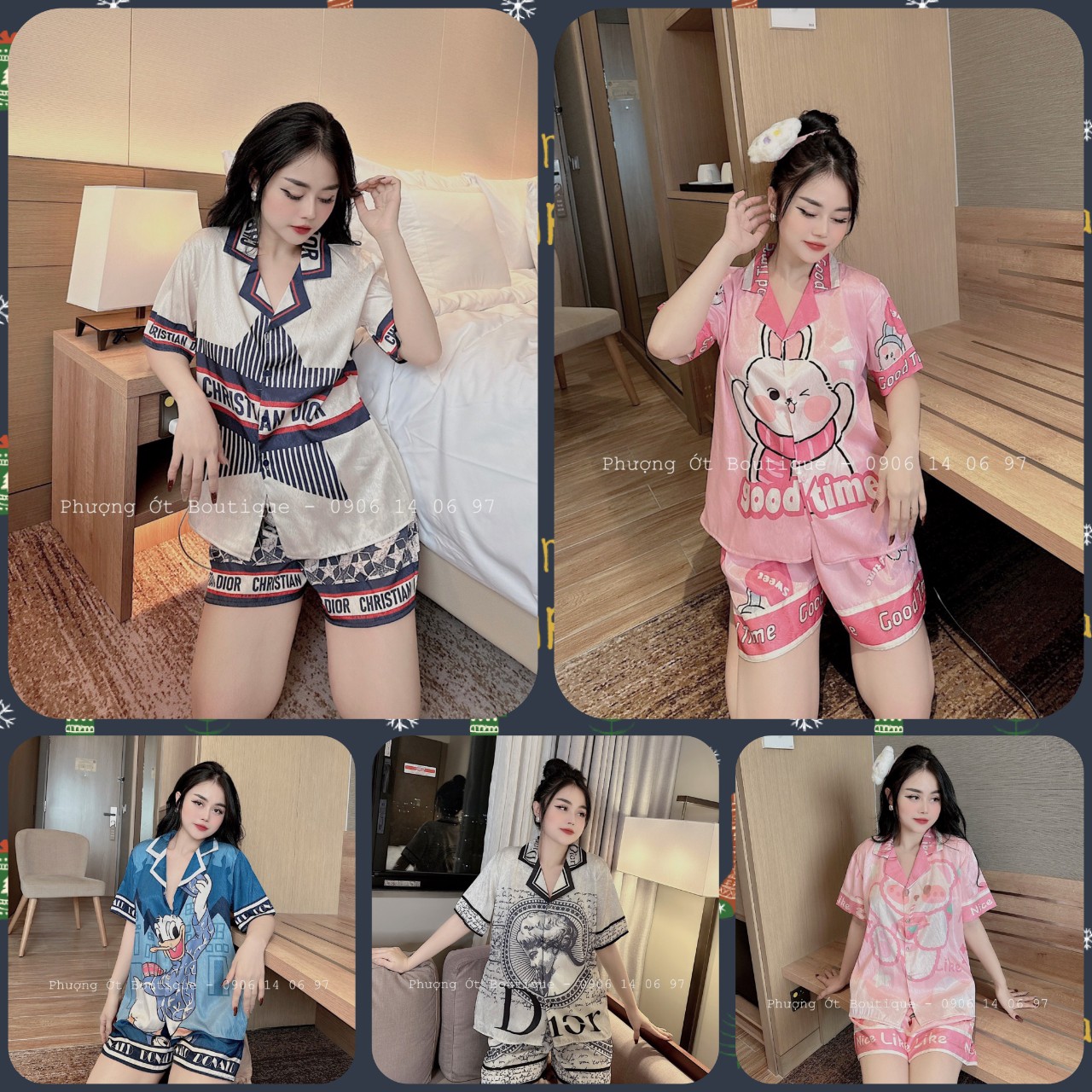 Đồ bộ đùi pijama lụa xước 3d cao cấp thiết kế victoria's hot dbj0128099