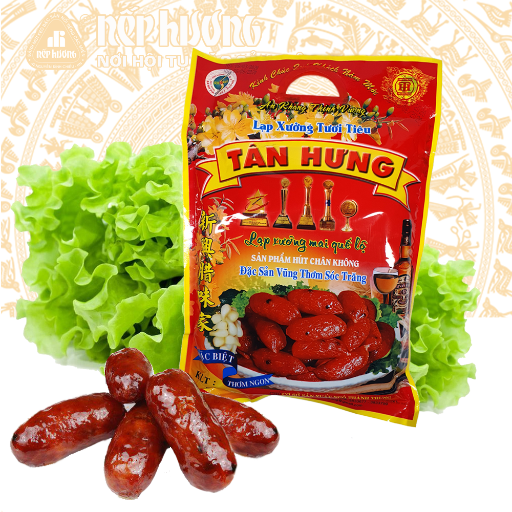 Lạp xưởng tươi tiêu - tân hưng - gói 500g - đặc sản sóc trăng