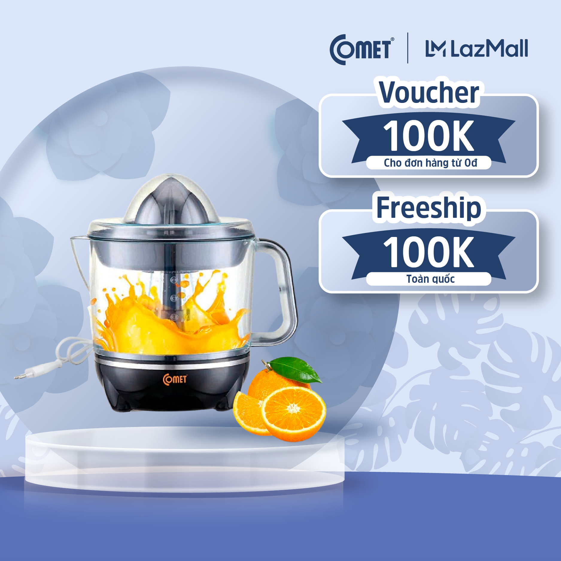 Máy vắt cam COMET - CM9924 0.7L - Công suất 40W - Đầu xoay 2 chiều - Dễ dàng tháo lắp và vệ sinh - Bảo hành 12 tháng -  Hàng chính hãng