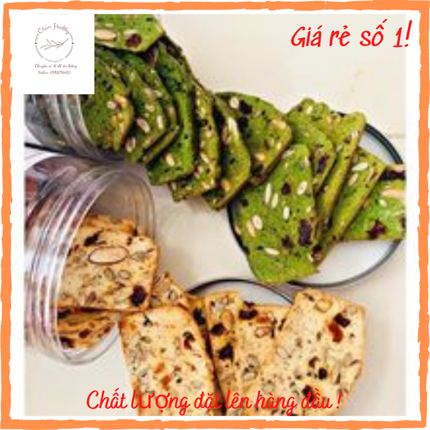 Bánh Biscotti ăn kiêng giảm cân nguyên cám vị matcha, vani, sô cô la hộp 500g dành cho ăn kiêng giảm cân