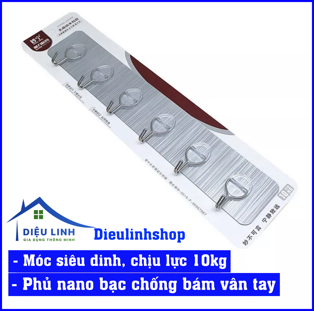 Móc dán tường Siêu Dính, thanh 6 Móc Siêu Dính Cao Cấp Loại 1 Dán Tường Nhà Tắm,Nhà Bếp,Tủ Quần Áo - Móc dán tường treo quần áo dieulinhshop