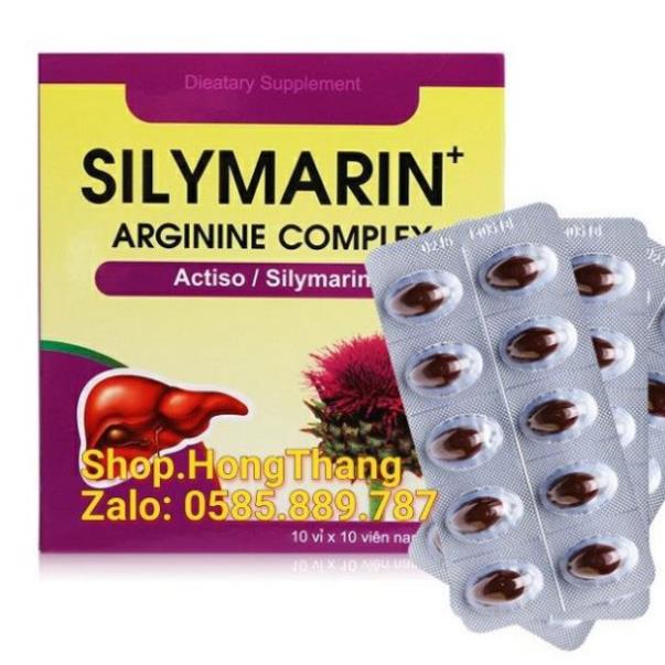 Viên uống silymarin Arginine bổ gan mát gan giải độc tăng cường chức năng ngan hạ men gan gan nhiễm mỡ