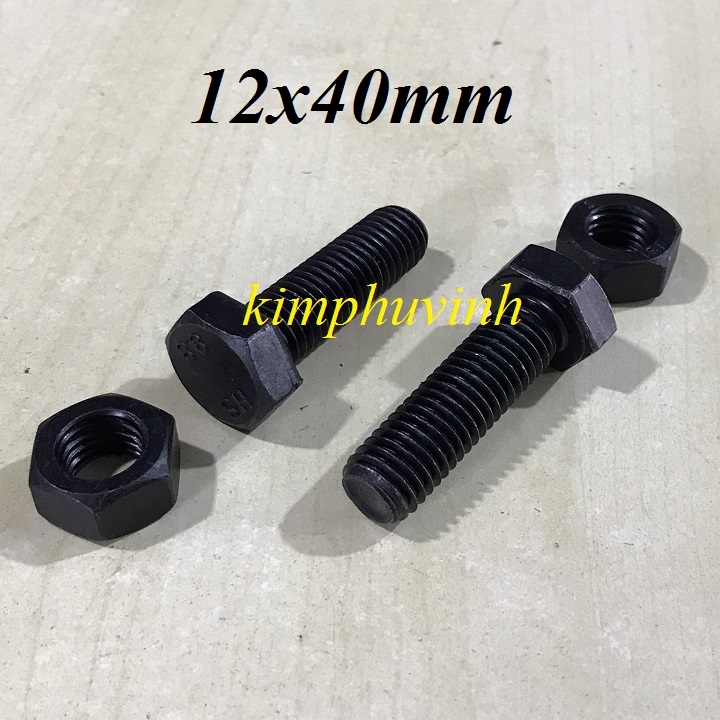 05 bộ - 12x40mm bulong thép đen - bulon 12li đen 8.8