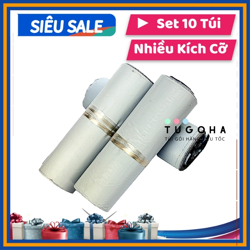 [Set 10 túi][Màu Bạc Chuyên Dụng] Túi Gói Hàng TUGOHA, Siêu Tốc, Niêm phong, Tự dính + [TẶNG KÈM]  Phiếu Ship Siêu Kute