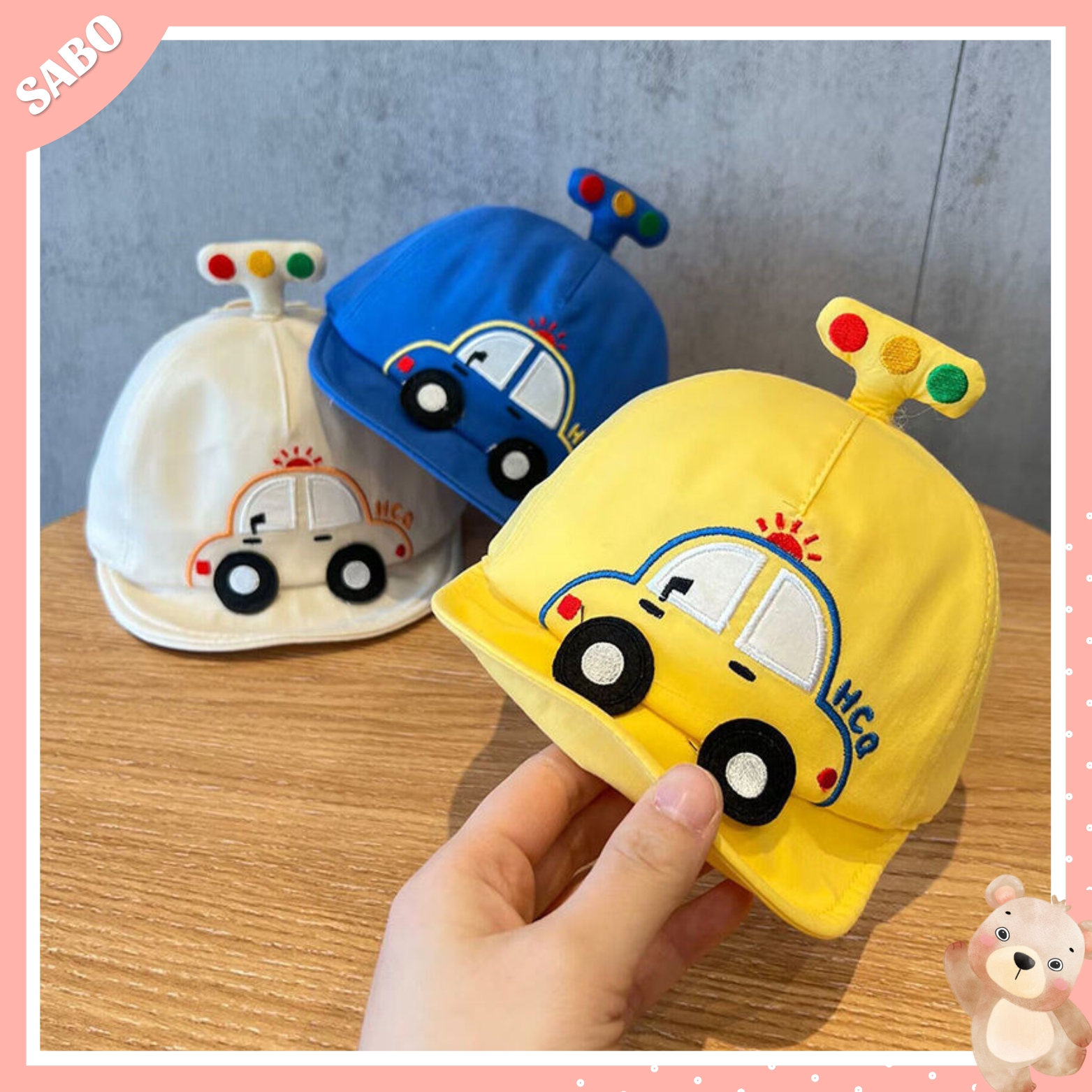 Mũ lưỡi trai mềm thêu hình ô tô xịn sò đáng yêu cho bé 5-24m - sabomart