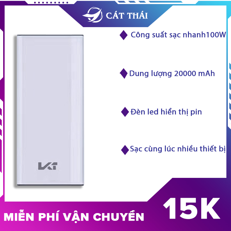 Pin sạc dự phòng D10 dung lượng 20000mAh 2 cổng sạc nhanh đèn led hiển thị dung lượng