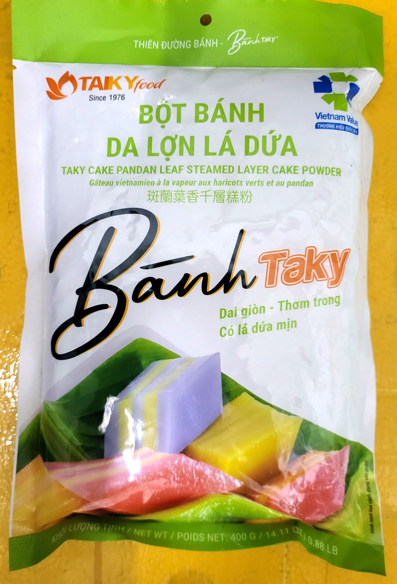 Taky bột bánh da lợn lá dứa tài ký cake pandan leaf steamed layer cake powder