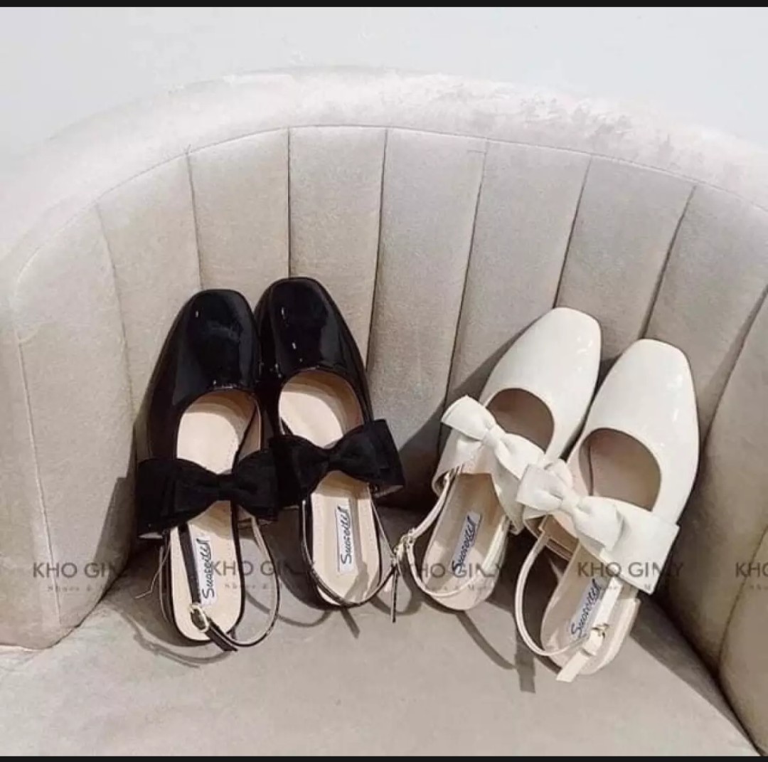 Giày búp bê da bóng nơ thắt cute l giày nữ tiểu thư l giày nữ siêu xinh/ Mẫu mới