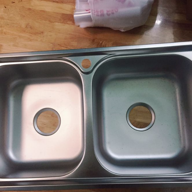 BỘ CHẬU RỬA 2 HỘC (78*45cm) + VÒI RỬA CHÉN INOX 100%