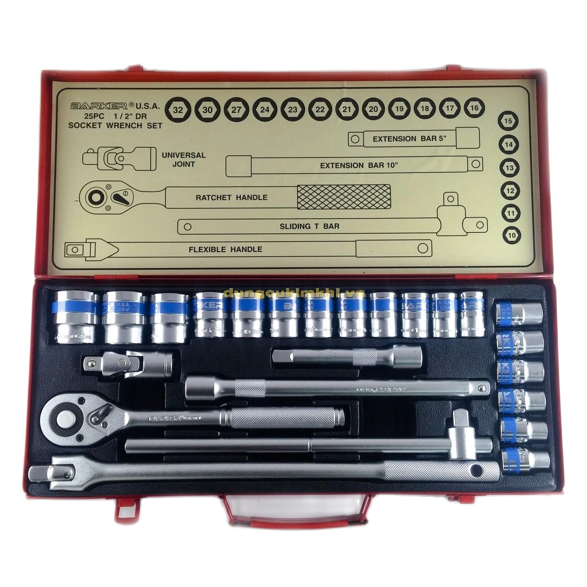 Bộ tuýp 1/2 25 chi tiết baker u.s.a 25pcs 1/2 dr socket wrench set - bộ sản phẩm gồm 25 chi tiết sản phẩm chuyên dụng cao cấp