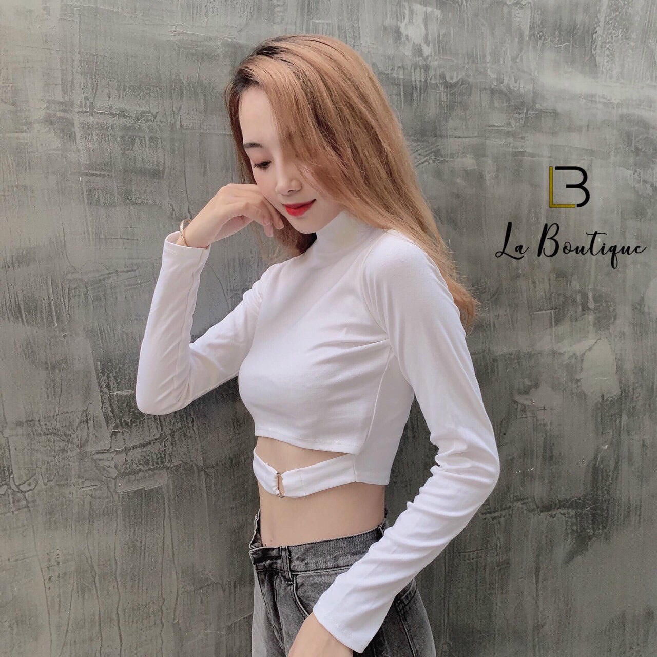 Áo croptop Tay dài phối khoen eo xinh xắn TTSA0803