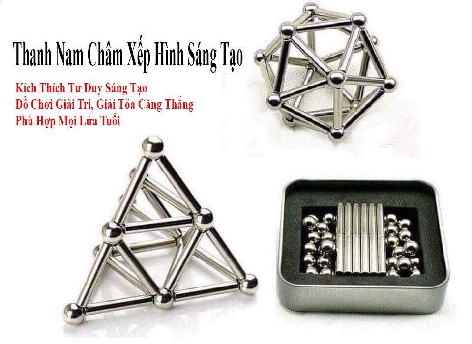 Bộ nam châm xếp hình, thỏa sức sáng tạo với bộ Bucky Bars Bi và thanh nam châm xếp hình sáng tạo - Sản phẩm được khuyến mại đến 50% ngay hôm nay