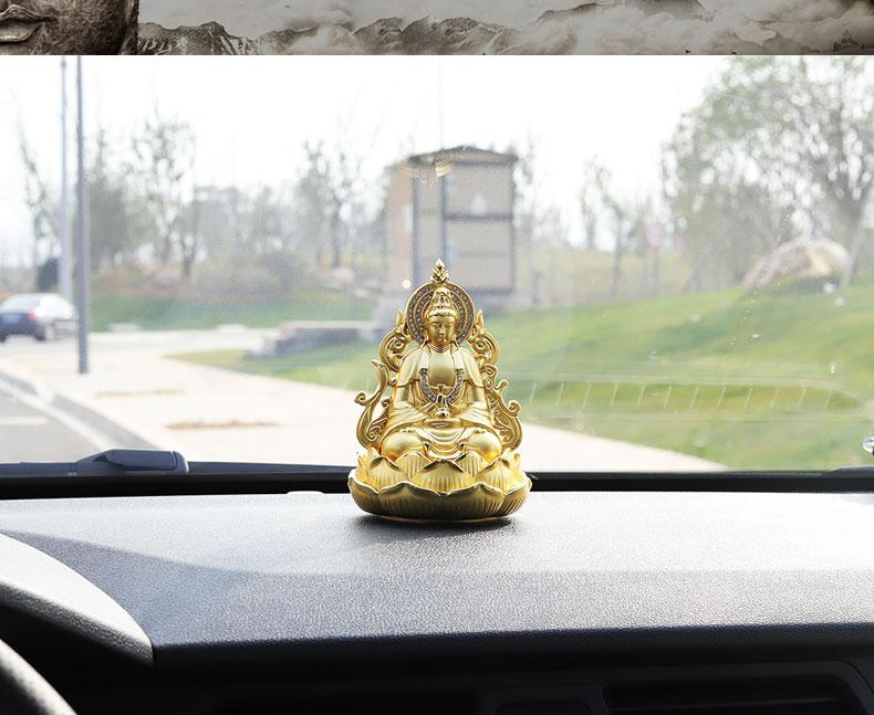 Tượng Phật Bà Quan Âm Bồ Tát 2 Mặt Vàng, Cao 13.5cm