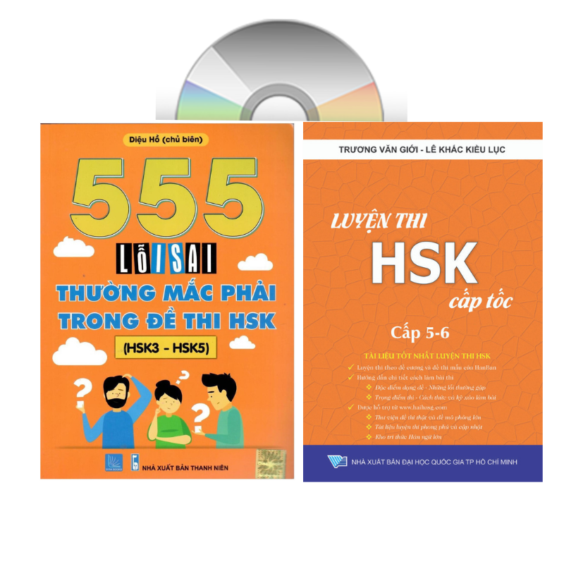 Sách - Combo 2 sách Luyện Thi Hsk Cấp Tốc tập 3 có mp3 nghe+555 lỗi sai thường mắc phải trong đề thi HSK+DVD quà tặng kho tài liệu 20G và kho đề thi thật qua các năm