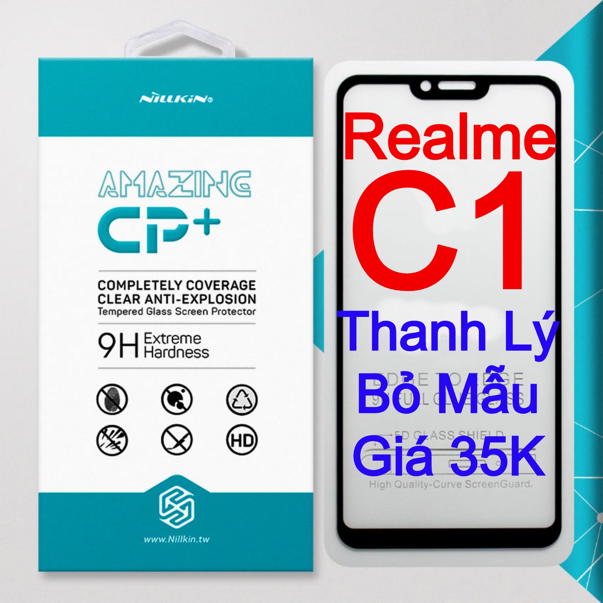 Kính cường lực Realme C1 hiệu Nillkin.tw Full keo Full MH