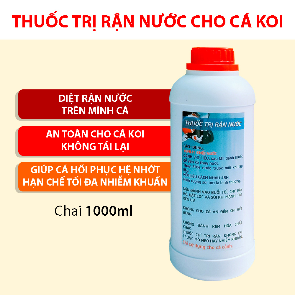 Dung dịch diệt rận nước cho cá koi ưu tiên trong các cách xử lý rận nước cho cá Koi 1000ml giúp cá nhanh hồi phục