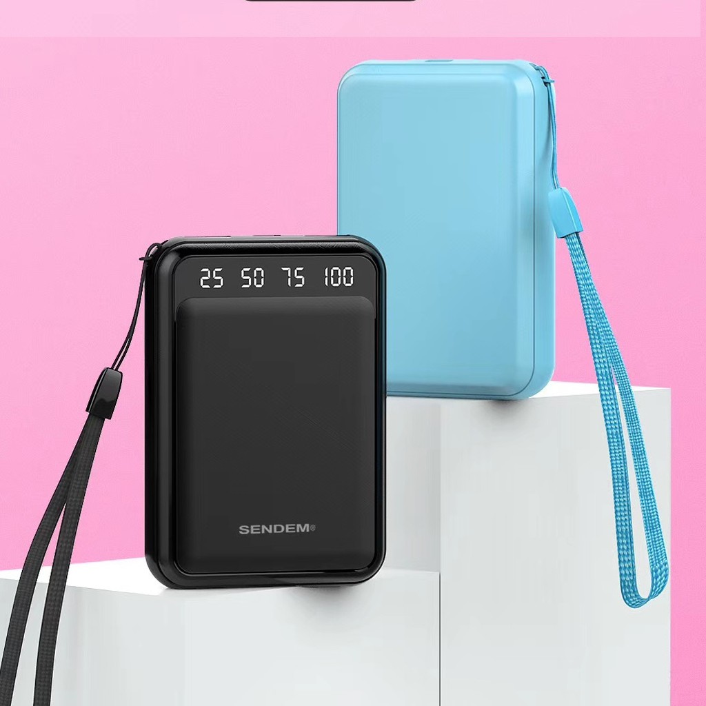 SẠC DỰ PHÒNG 10000mAh, CHÍNH HÃNG SENDEM. HAI CỔNG SẠC VÀO, HAI CỔNG SẠC THIẾT BỊ KHÁC. THIẾT KẾ TINH TẾ, NHỎ GỌN. CÓ ĐÈN LED BÁO PIN
