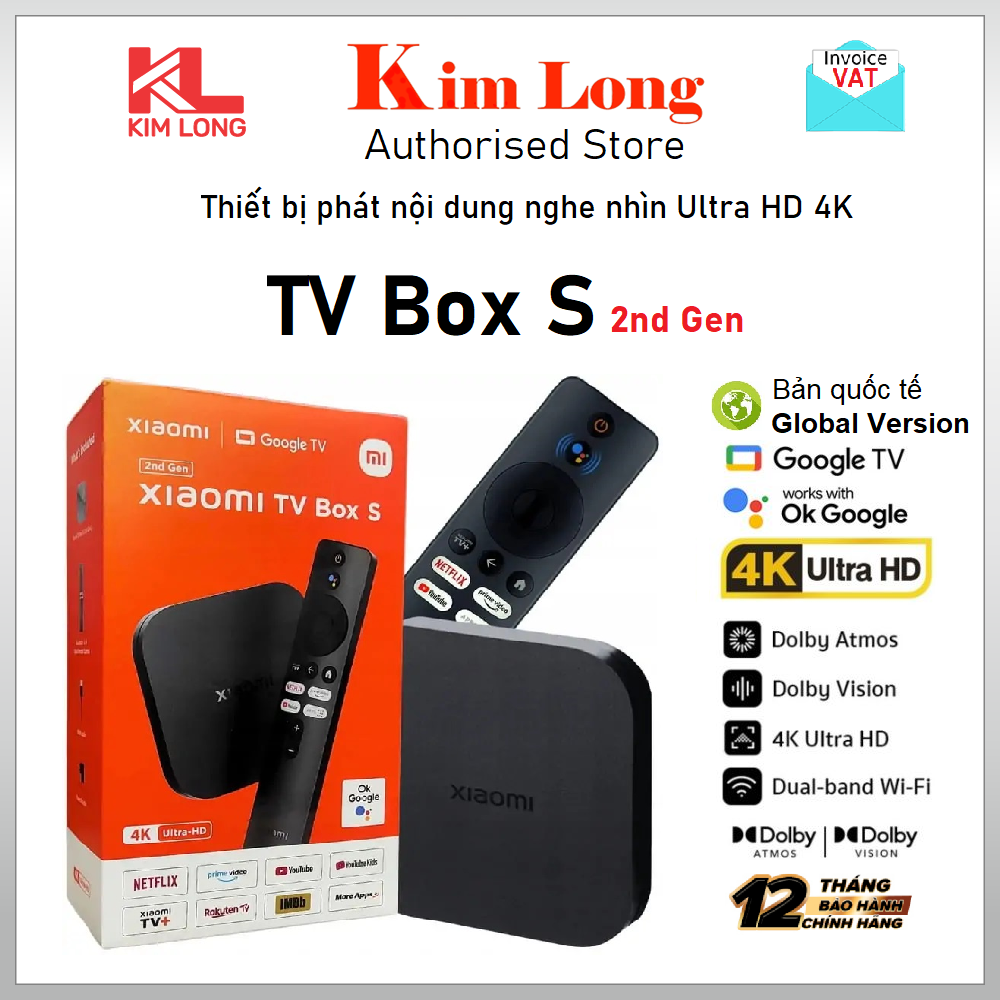 Tivi Box Xiaomi Mibox S Gen 2 Google TV 4K(3840 x 2160) - Hàng chính hãng Digiworld