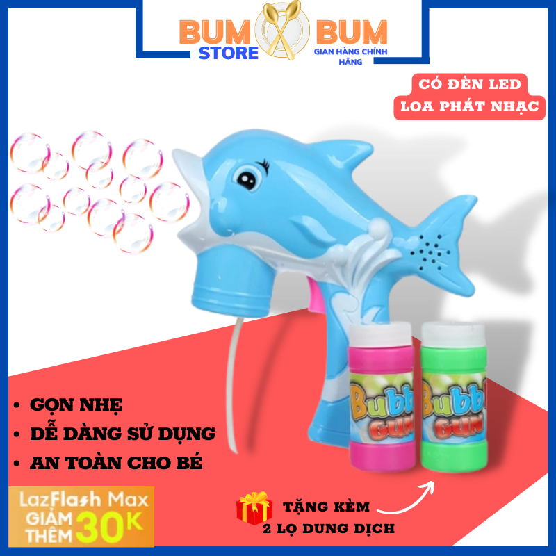 SÚNG ĐỒ CHƠI BẮN BONG BÓNG XÀ PHÒNG HÌNH CÁ HEO CHO BÉ
