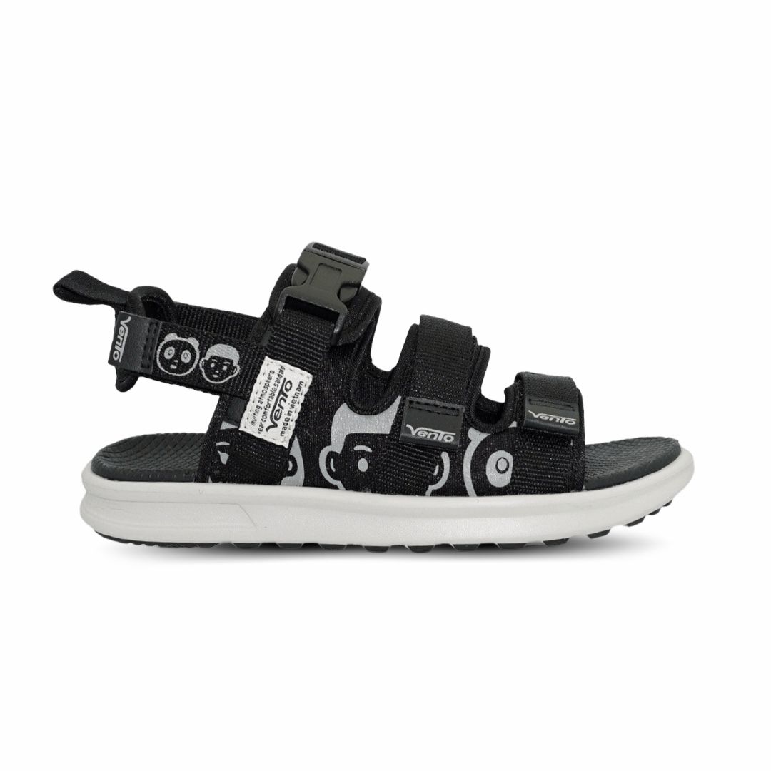 Sandal nữ chính hãng hiệu Vento 3 quai ngang NB80B màu đen
