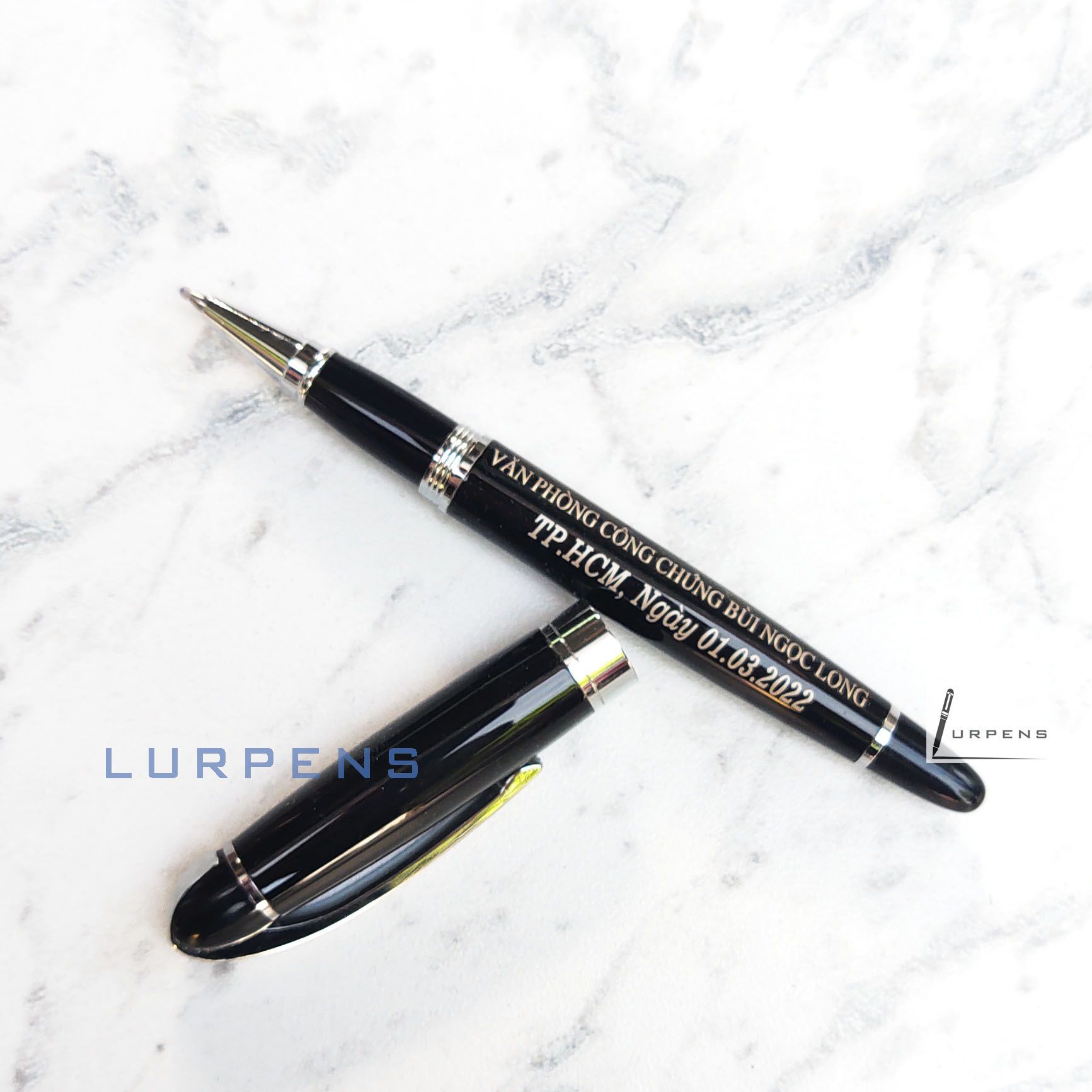 Bút ký tên cao cấp LURPENS 007/ Bút bi vỏ kim loại (Tặng Full Hộp đựng +2 Ngòi)