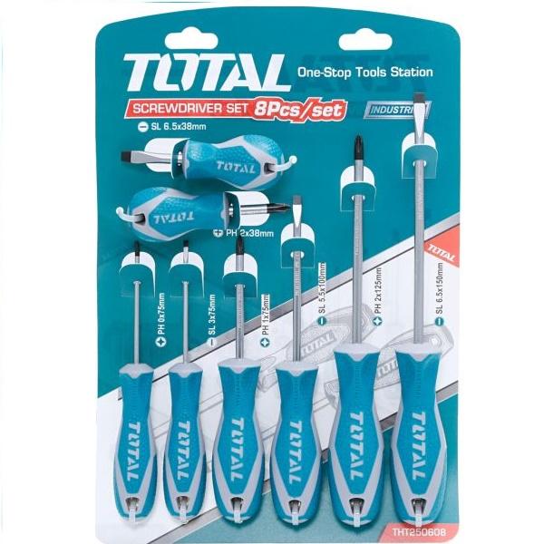 Bộ tuốc nơ vít dẹp và bake 8 chi tiết total tht250608