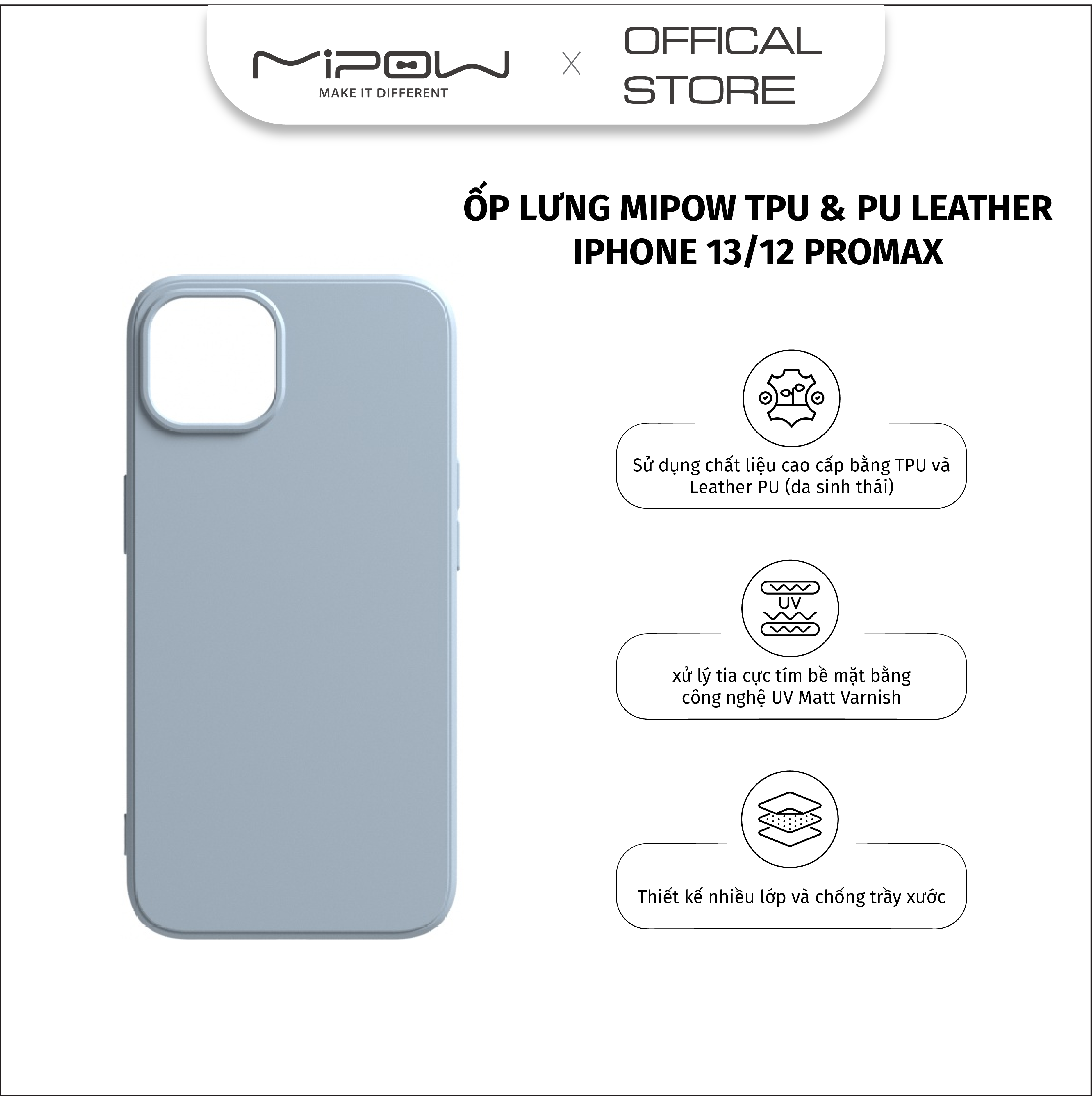 Ốp lưng mipow tpu & pu leather iphone 13 promax