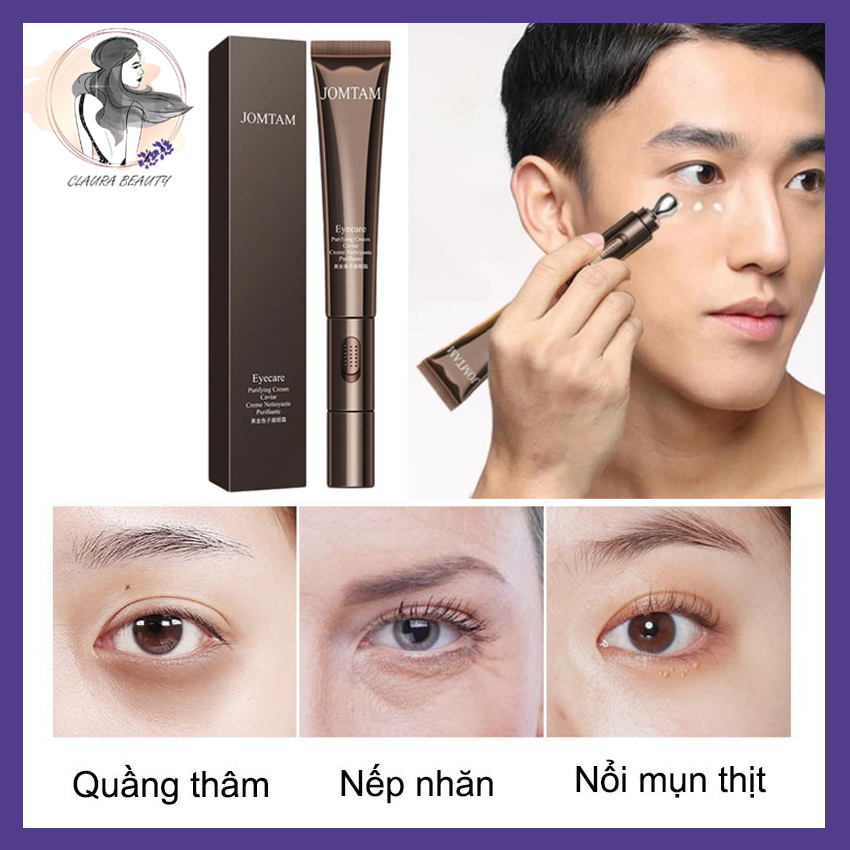 JOMTAM Kem Dưỡng Mắt Giảm Thâ Quầng Mắt, Kem Mắt Giảm Thâm Da, Nhăn Da, Có Xung Điện Massage, Mỹ Phẩm Nội Địa Trung, Claura Beauty