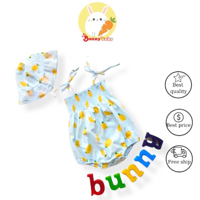Bunnybaby - Bộ áo liền quần cho bé gái 5-13kg bao gồm tuban