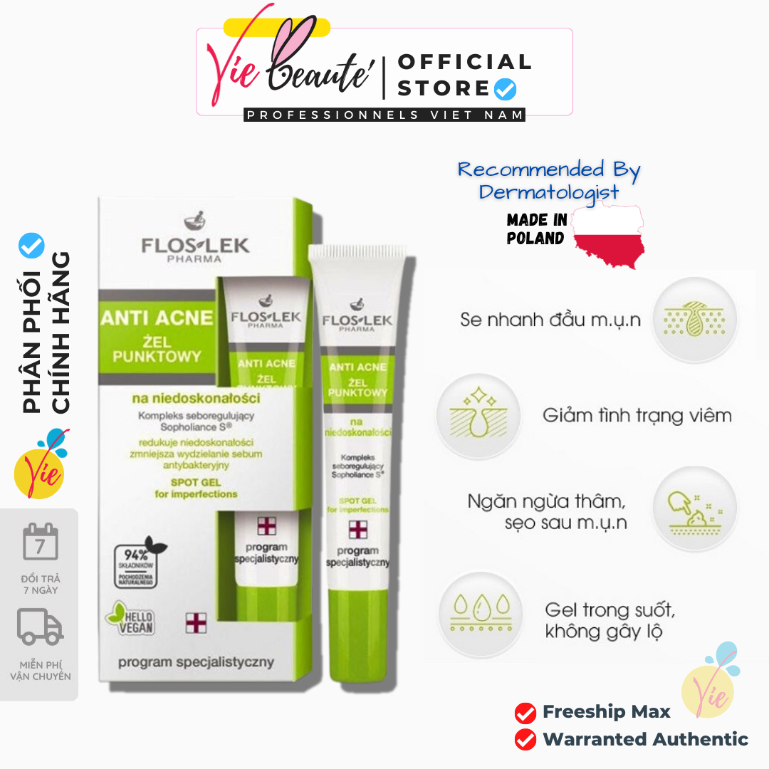 Hoàn tiền 15% - kem gel chấm mụn floslek giảm thâm da mụn - mụn bọc floslek 20ml