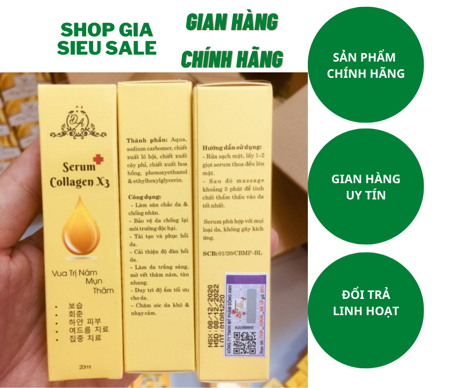 Serum nám x3 collagen đông anh - chính hãng 20ml - serum x3