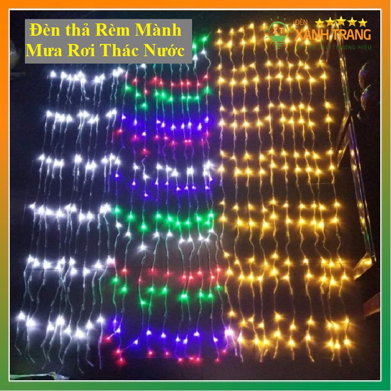 Đèn led rèm mành mưa rơi thác nước 10 sợi dài 2mx3m, 3mx3m nhiều chế độ chỉnh nháy
