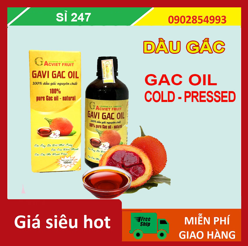 Dầu gấc ép lạnh nguyên chất 100% - sáng măt, đẹp da, chống lão hóa - chai 100ml
