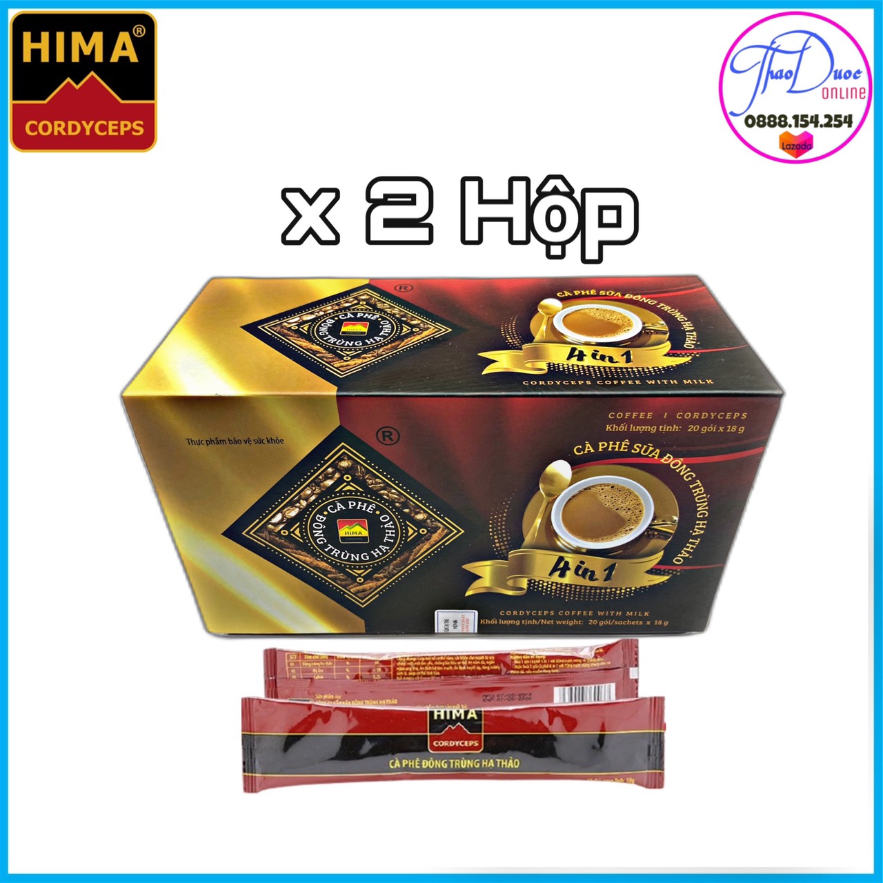 Bộ 2 Hộp Cà Phê Sữa Đông Trùng Hạ Thảo (20 gói/hộp)
