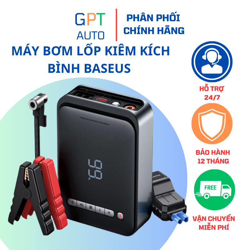 Bộ bơm lốp & kích đề nổ baseus