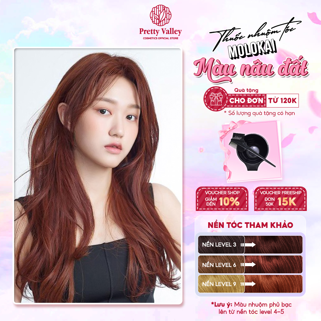 Thuốc nhuộm tóc màu NÂU ĐẤT Molokai siêu dưỡng, nhuộm tóc an toàn tại nhà lên màu chuẩn  - Pretty Valley Hair