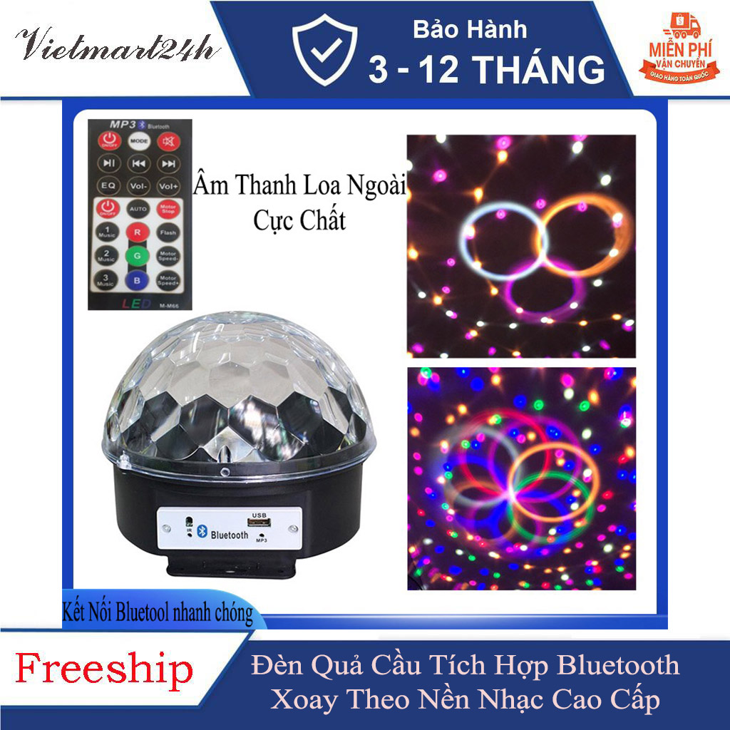 [Mẫu Mới 2021] Đèn LED Quả Cầu Cảm Ứng 7 Màu Nháy Theo Nhạc Kết Nối Bluetooth, Usb Tích Hợp Loa DC-BL30 Chất Lượng