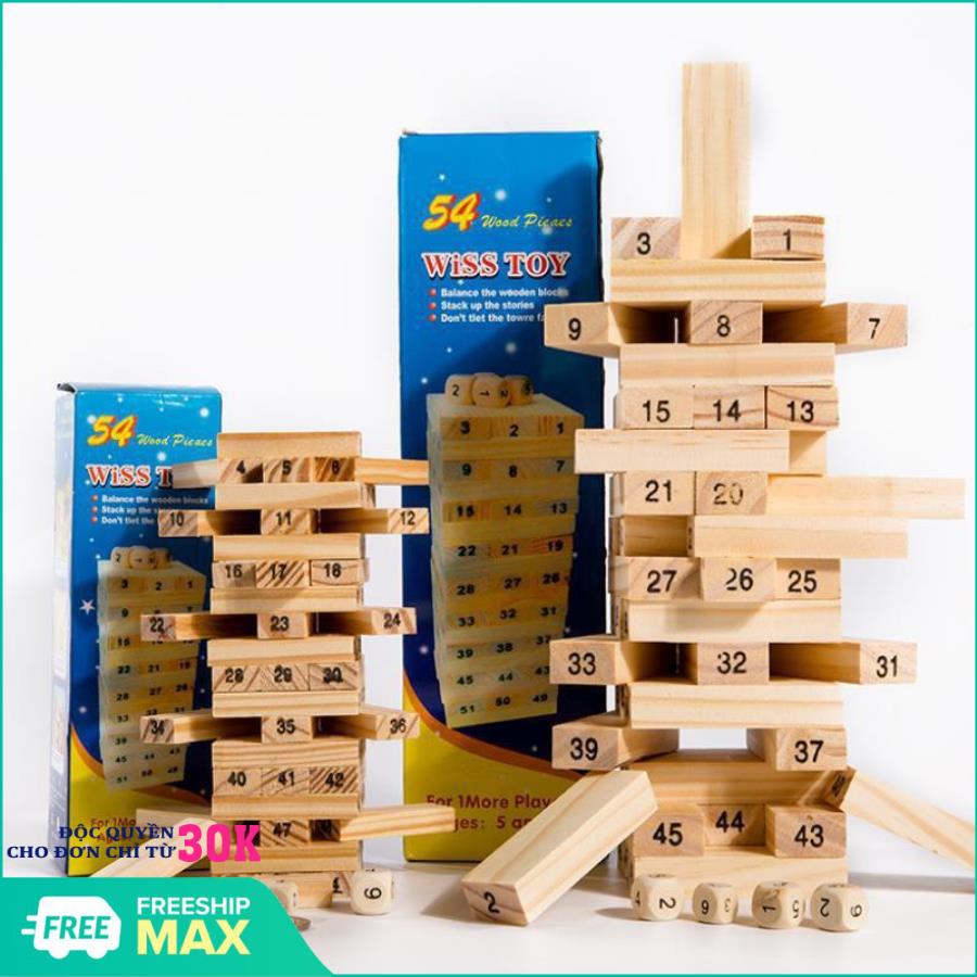 Bộ đồ chơi rút gỗ, đồ chơi rút gỗ 54 thanh loại to, Bộ Đồ Chơi Rút Gỗ Wiss Toy, đồ chơi trí tuệ