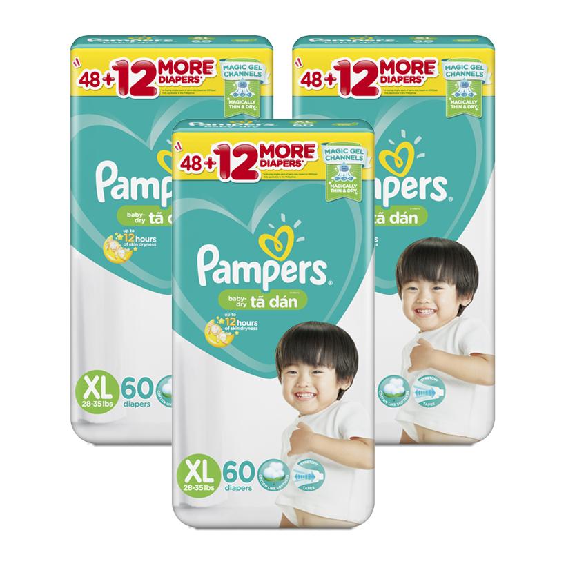Combo 3 túi Tã-bỉm dán Pampers Philippines XL60