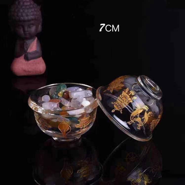Chén pha lê 8 cát tường 9 cm