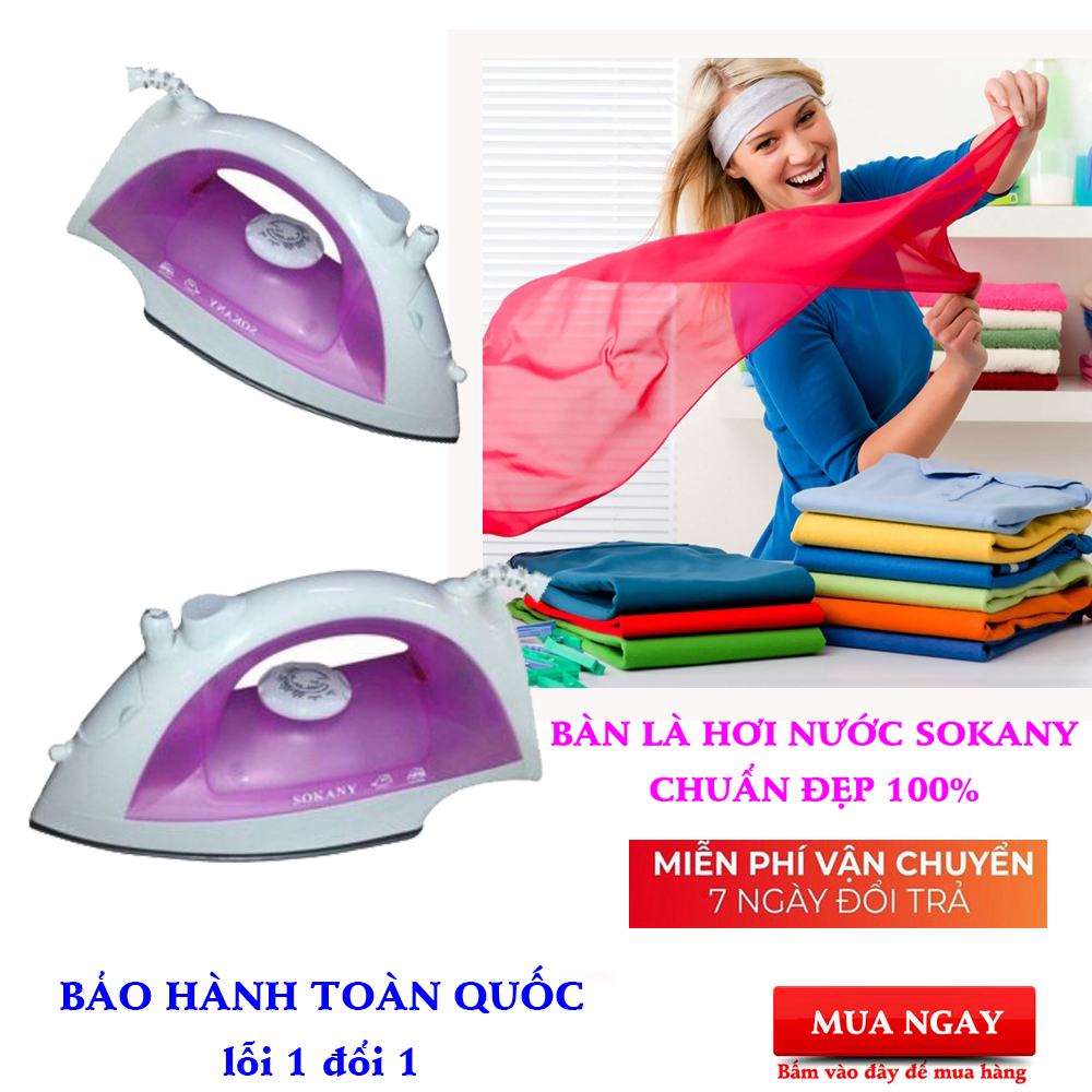 Bàn Là Hơi Nước, Bàn Ủi Sokany, 2 chế độ ủi, Tự động ngắt điện, Bảo Hành Toàn Quốc, Lỗi 1 đổi 1